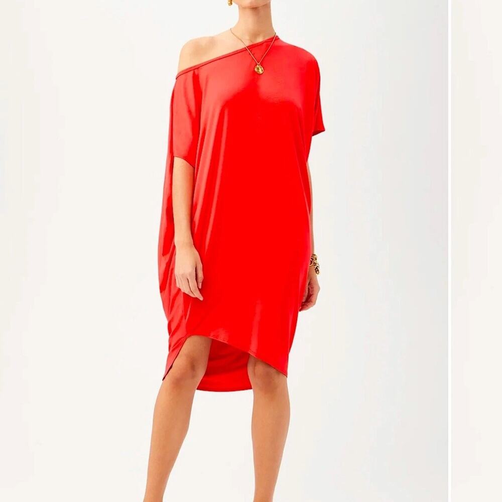 Trina Turk Radiant Asymmetrical Dress Red Size XL One Shoulder Designer Dress